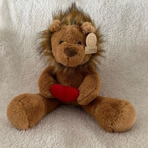 NWT Animal Adventure Lion Holding Heart 16” Stuffed Animal Plush